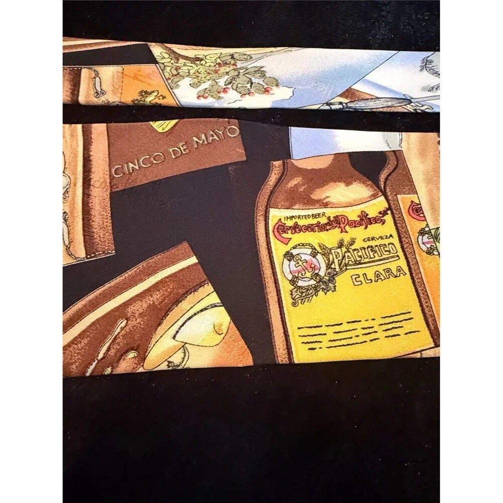 Vintage 1993 Nicole Miller Cinco de Mayo Corona Pacifico Silk Novelty Tie